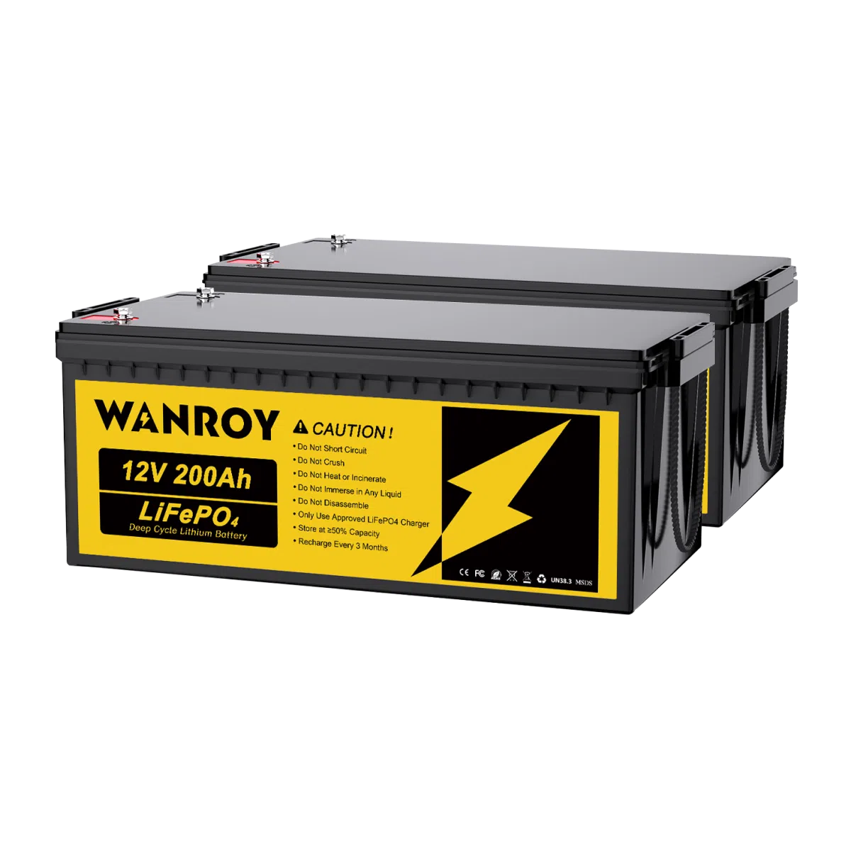 Batterie LiFePO4 12V 200Ah x 2 con BMS da 100A丨WANROY